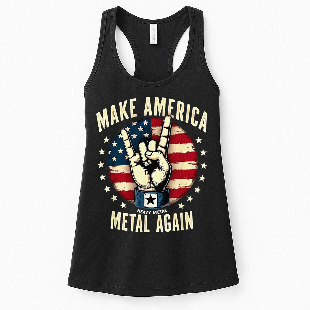 Patriotic Trump Rock Hand Make America Metal Again Womens Tank Top