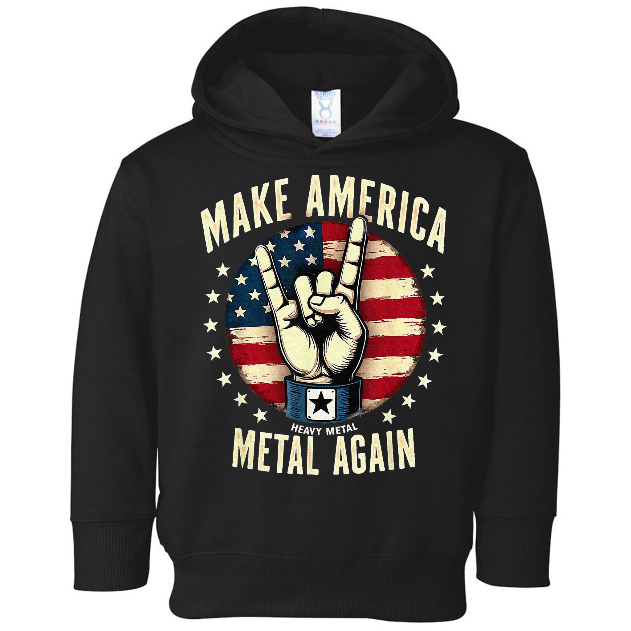 Patriotic Trump Rock Hand Make America Metal Again Toddler Hoodie