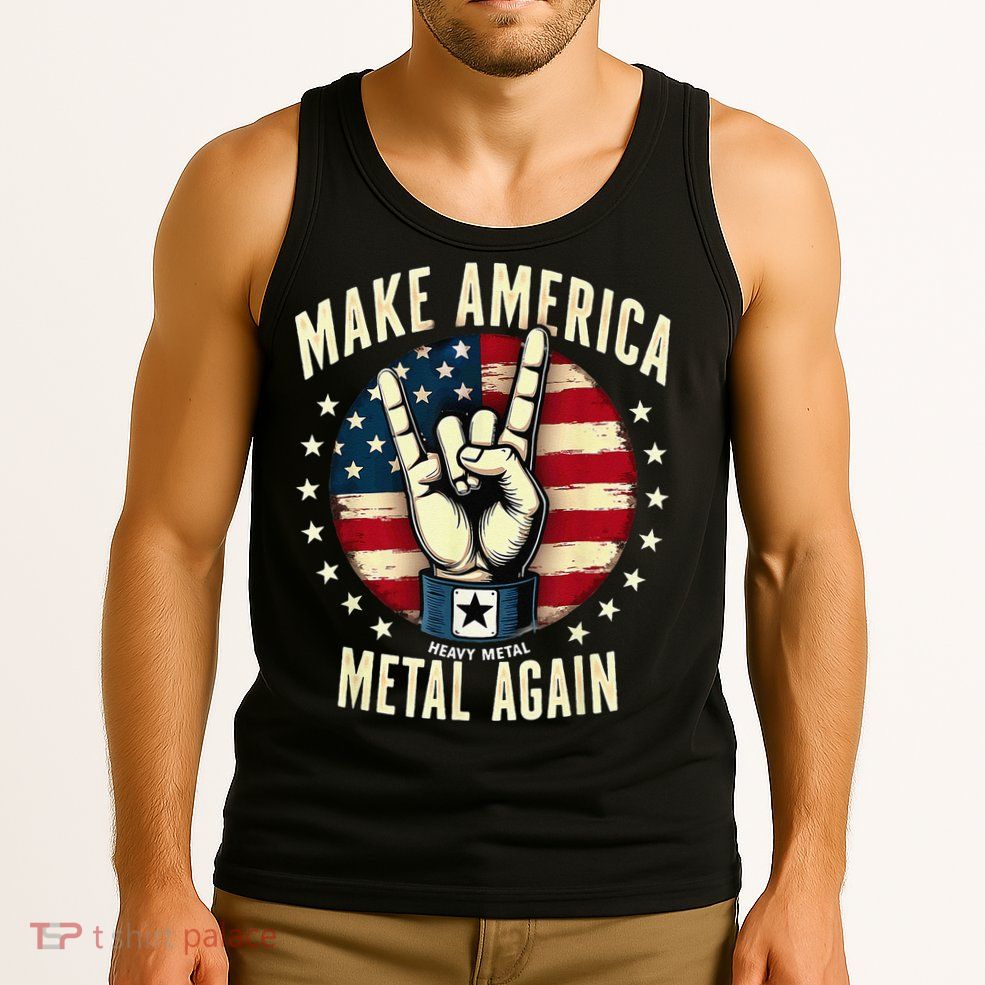 Patriotic Trump Rock Hand Make America Metal Again Tank Top