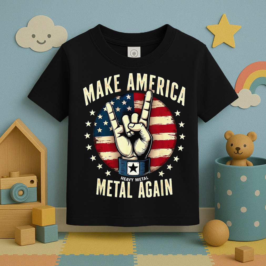 Patriotic Trump Rock Hand Make America Metal Again Toddler T-Shirt