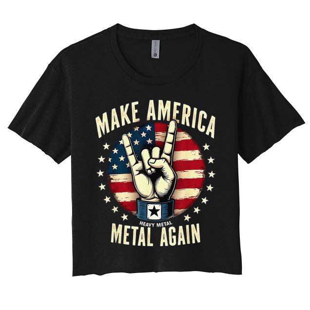 Patriotic Trump Rock Hand Make America Metal Again Crop Top
