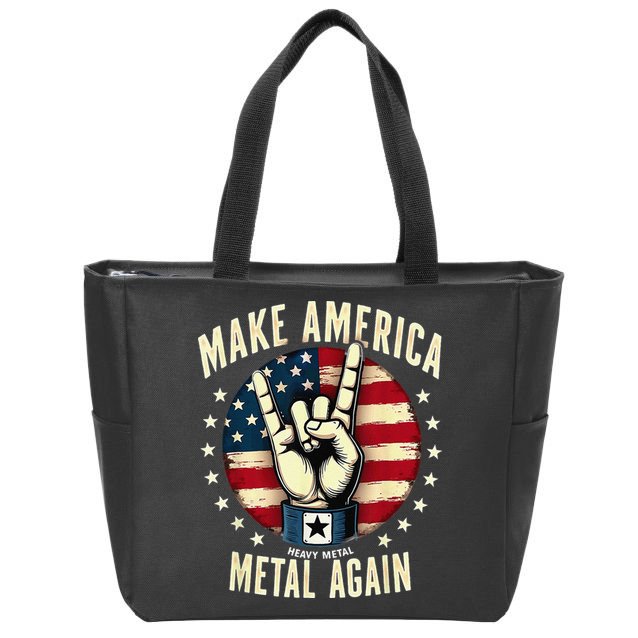Patriotic Trump Rock Hand Make America Metal Again Zip Tote Bag