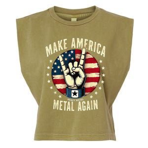 Patriotic Trump Rock Hand Make America Metal Again Garment-Dyed Women's Muscle Tee