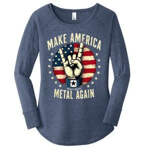 Patriotic Trump Rock Hand Make America Metal Again Women's Perfect Tri Tunic Long Sleeve Shirt