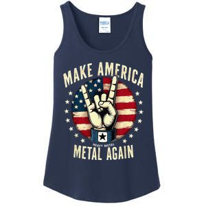 Patriotic Trump Rock Hand Make America Metal Again Ladies Essential Tank