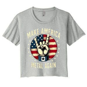 Patriotic Trump Rock Hand Make America Metal Again Women's Crop Top Tee