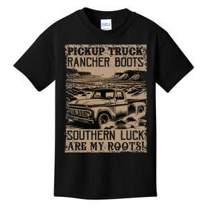 Pickup Truck Rancher Boots Southern Luck Kids T-Shirt