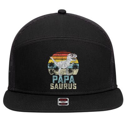 Papasaurus T Rex Dinosaur Papa Saurus Family Matching 7 Panel Mesh Trucker Snapback Hat