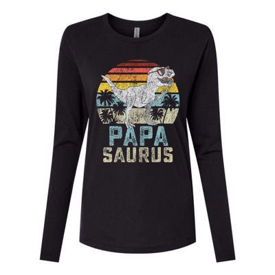 Papasaurus T Rex Dinosaur Papa Saurus Family Matching Womens Cotton Relaxed Long Sleeve T-Shirt