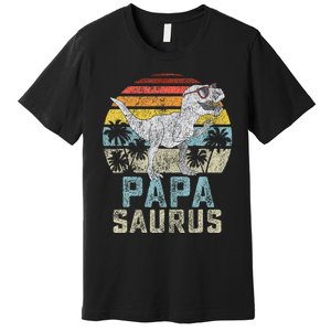 Papasaurus T Rex Dinosaur Papa Saurus Family Matching Premium T-Shirt