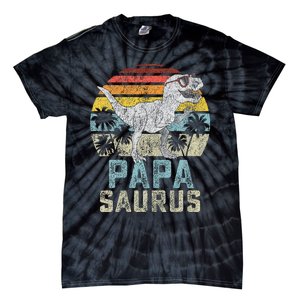 Papasaurus T Rex Dinosaur Papa Saurus Family Matching Tie-Dye T-Shirt