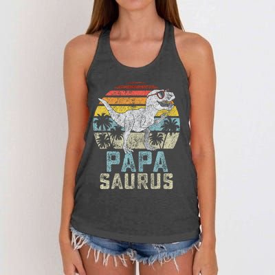 Papasaurus T Rex Dinosaur Papa Saurus Family Matching Women's Knotted Racerback Tank