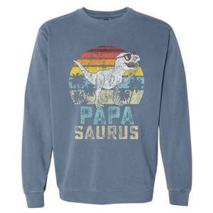 Papasaurus T Rex Dinosaur Papa Saurus Family Matching Garment-Dyed Sweatshirt