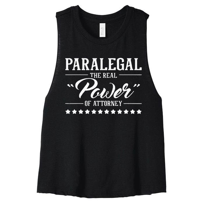 Paralegal The Real Power Of Attorney Attorney Assistant Women's Racerback Cropped Tank