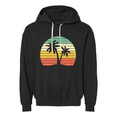 Palm Tree Retro Tropical Beach Garment-Dyed Fleece Hoodie