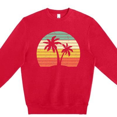 Palm Tree Retro Tropical Beach Premium Crewneck Sweatshirt