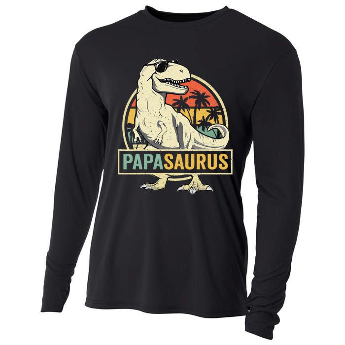 Papasaurus T Rex Dinosaur Papa Saurus Family Matching Cooling Performance Long Sleeve Crew