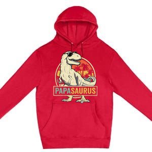 Papasaurus T Rex Dinosaur Papa Saurus Family Matching Premium Pullover Hoodie