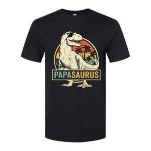 Papasaurus T Rex Dinosaur Papa Saurus Family Matching Softstyle CVC T-Shirt