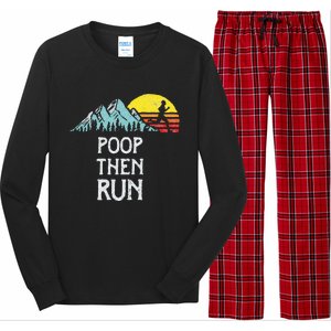 Poop Then Run! Funny Trail Running Graphic Long Sleeve Pajama Set