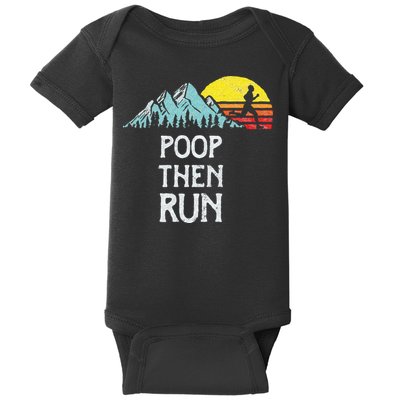 Poop Then Run! Funny Trail Running Graphic Baby Bodysuit