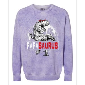 PAPAsaurus T rex Dinosaur Funny PAPA Saurus Family Matching Colorblast Crewneck Sweatshirt