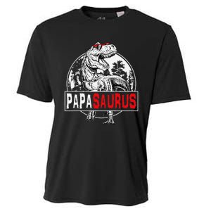 PAPAsaurus T rex Dinosaur Funny PAPA Saurus Family Matching Cooling Performance Crew T-Shirt