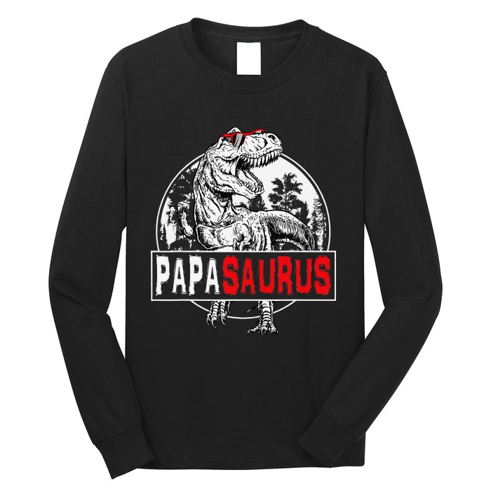 PAPAsaurus T rex Dinosaur Funny PAPA Saurus Family Matching Long Sleeve Shirt