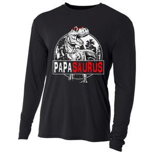 PAPAsaurus T rex Dinosaur Funny PAPA Saurus Family Matching Cooling Performance Long Sleeve Crew