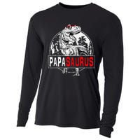 PAPAsaurus T rex Dinosaur Funny PAPA Saurus Family Matching Cooling Performance Long Sleeve Crew