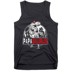 PAPAsaurus T rex Dinosaur Funny PAPA Saurus Family Matching Tank Top