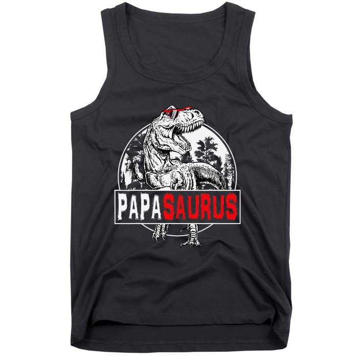 PAPAsaurus T rex Dinosaur Funny PAPA Saurus Family Matching Tank Top