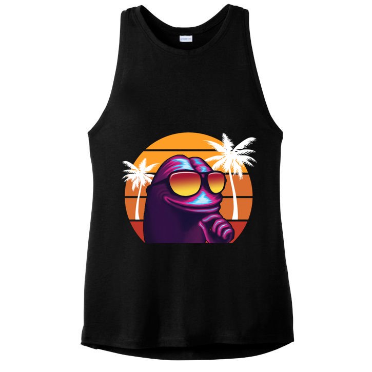 Pepe Tropical Retro Sunset Ladies PosiCharge Tri-Blend Wicking Tank
