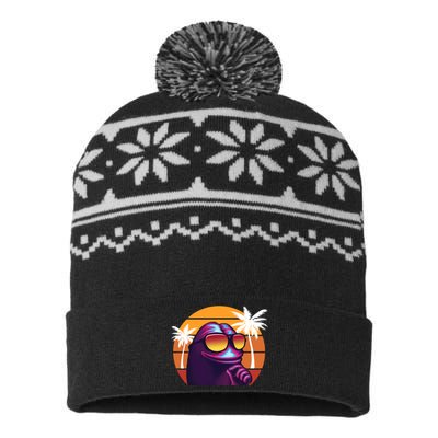 Pepe Tropical Retro Sunset USA-Made Snowflake Beanie