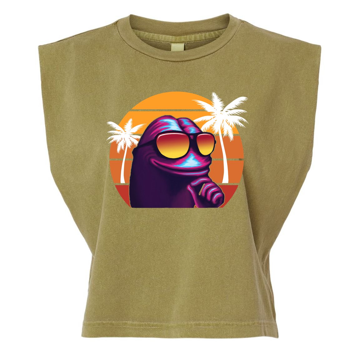 Pepe Tropical Retro Sunset Garment-Dyed Women's Muscle Tee