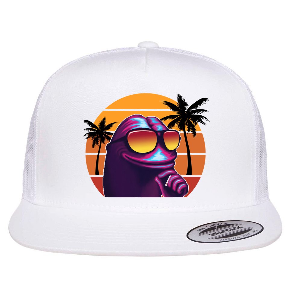 Pepe Tropical Retro Sunset Flat Bill Trucker Hat