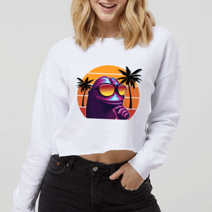 Pepe Tropical Retro Sunset Cropped Pullover Crew