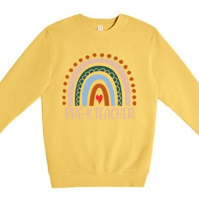 Pregiftk Teacher Rainbow Appreciation Day Hello Back To School Cute Gift Premium Crewneck Sweatshirt