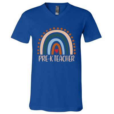 Pregiftk Teacher Rainbow Appreciation Day Hello Back To School Cute Gift V-Neck T-Shirt