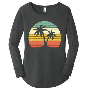 Palm Tree Retro Tropical Beach Women's Perfect Tri Tunic Long Sleeve Shirt