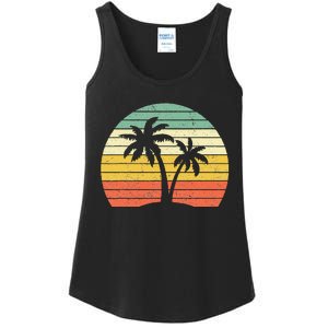 Palm Tree Retro Tropical Beach Ladies Essential Tank