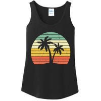 Palm Tree Retro Tropical Beach Ladies Essential Tank