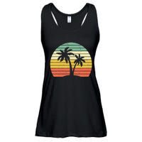 Palm Tree Retro Tropical Beach Ladies Essential Flowy Tank