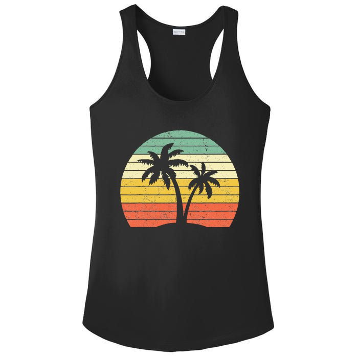 Palm Tree Retro Tropical Beach Ladies PosiCharge Competitor Racerback Tank