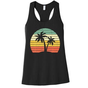 Palm Tree Retro Tropical Beach Women's Racerback Tank