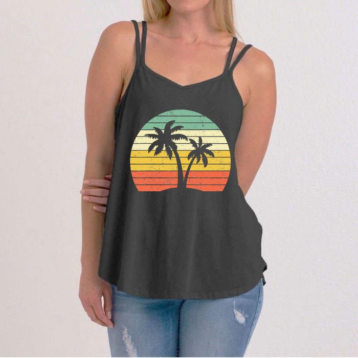 Palm Tree Retro Tropical Beach Women's Strappy Tank