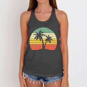 Palm Tree Retro Tropical Beach Women's Knotted Racerback Tank