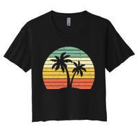 Palm Tree Retro Tropical Beach Women's Crop Top Tee