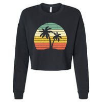 Palm Tree Retro Tropical Beach Cropped Pullover Crew