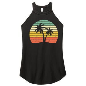 Palm Tree Retro Tropical Beach Women's Perfect Tri Rocker Tank